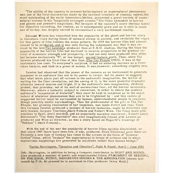 1956 Cinema 16 Film Notes Horror Lost World White Zombie Cat People Original C99 - Picture 4 of 4